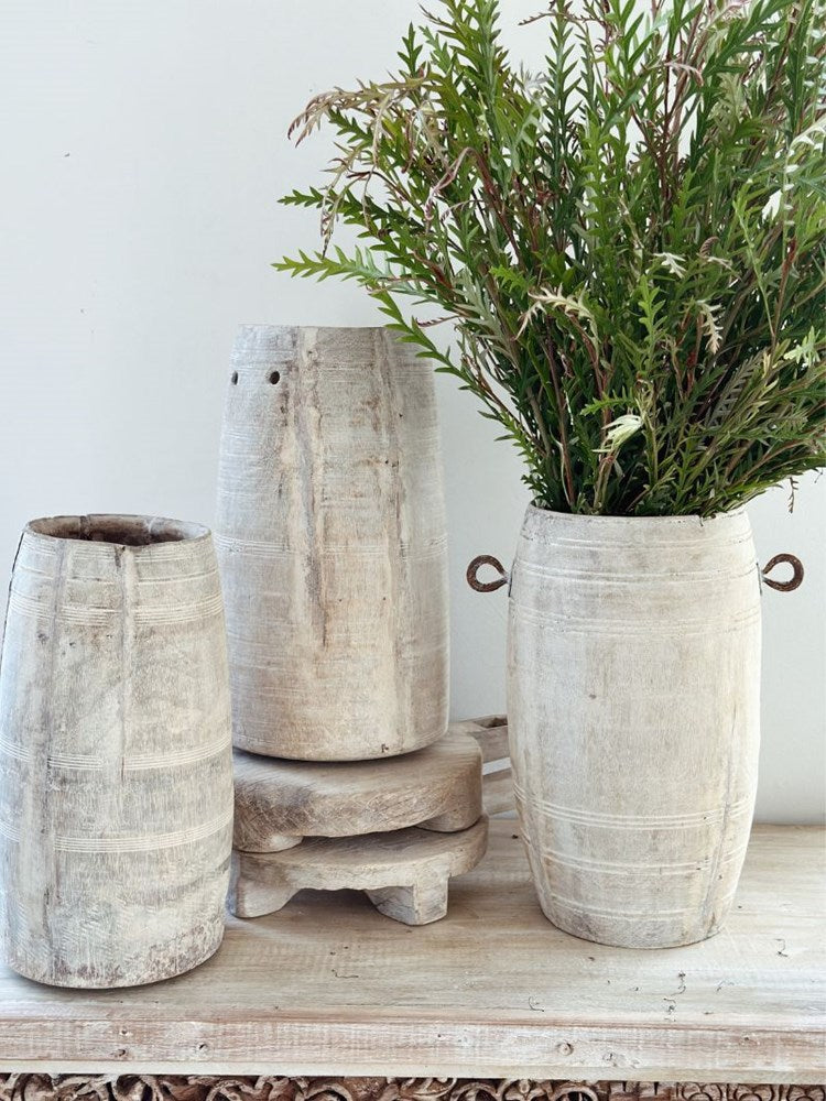 Indian Wooden Pot - 12 - Barefoot Gypsy Homewares
