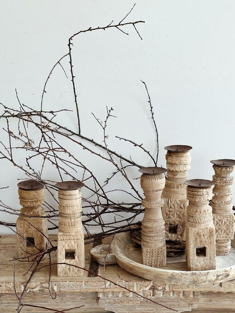 Vintage Indian Candle Stand - 11 - Barefoot Gypsy Homewares
