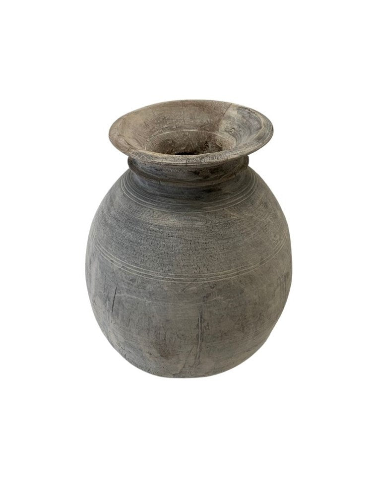 Vintage Indian Wooden Pot - 08 - Barefoot Gypsy Homewares