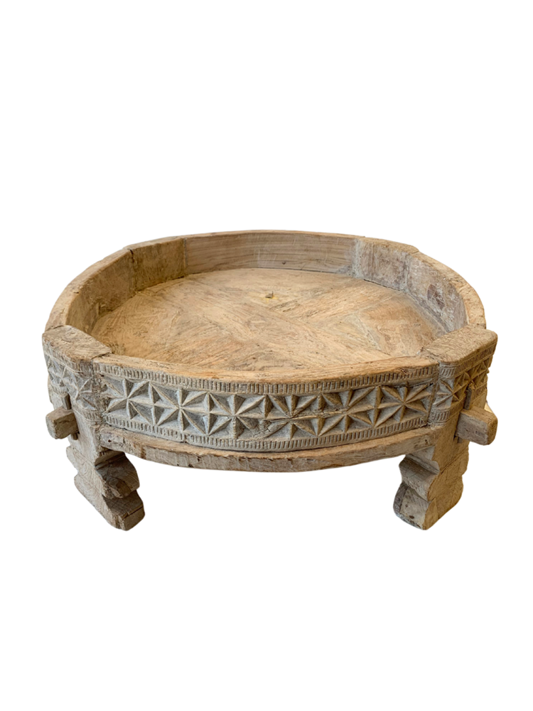 Vintage Indian Grinder Table - 28 - Barefoot Gypsy Homewares