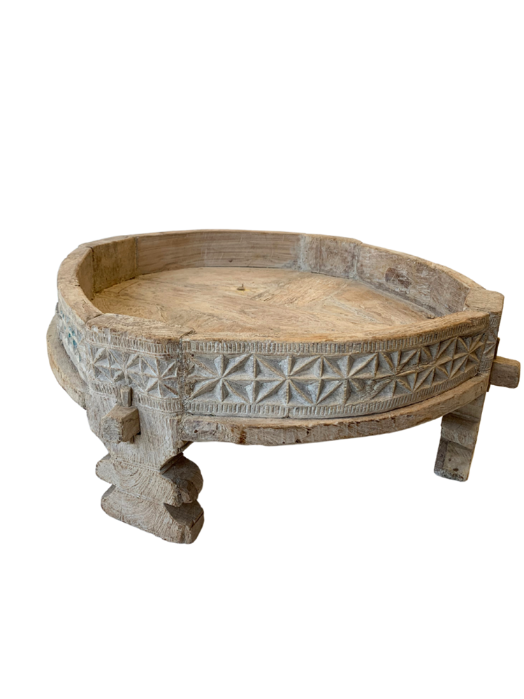 Vintage Indian Grinder Table - 28 - Barefoot Gypsy Homewares