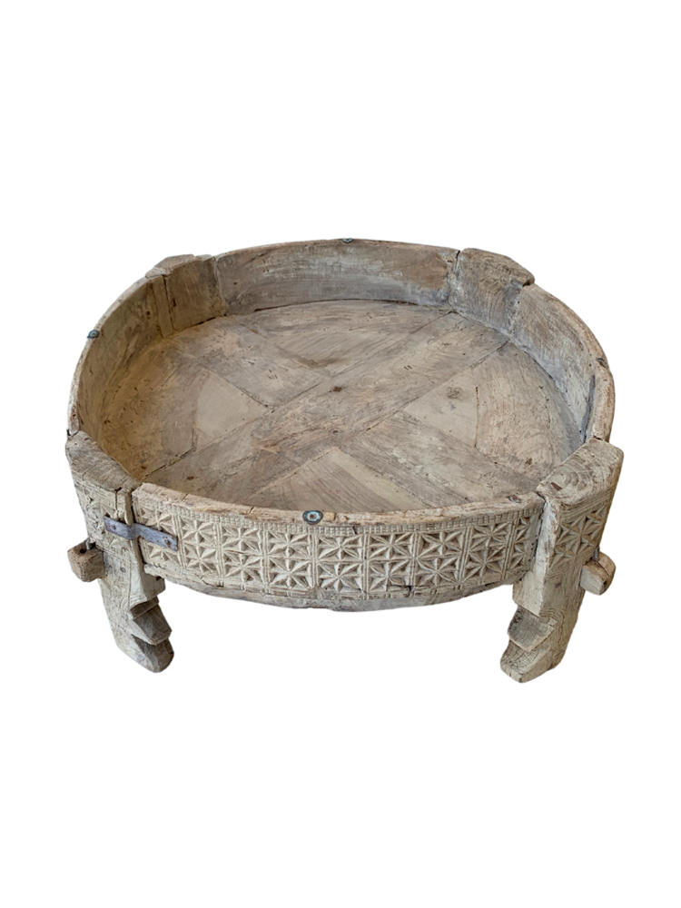 Vintage Indian Grinder Table - 30 - Barefoot Gypsy Homewares