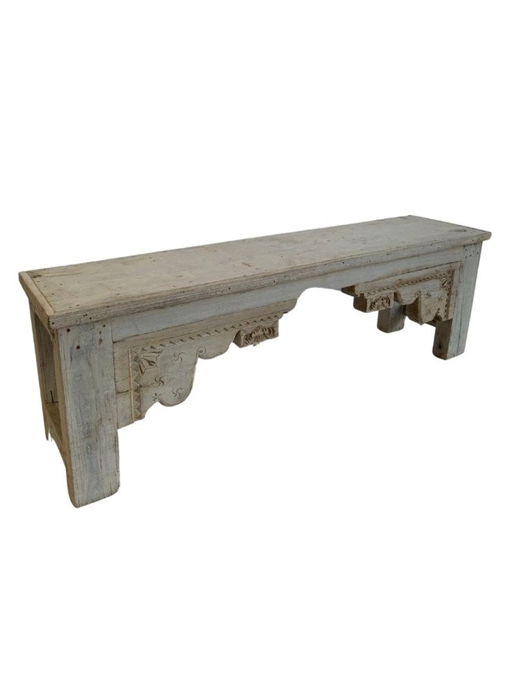 Vintage Indian Wooden Bench - 07 - Barefoot Gypsy Homewares