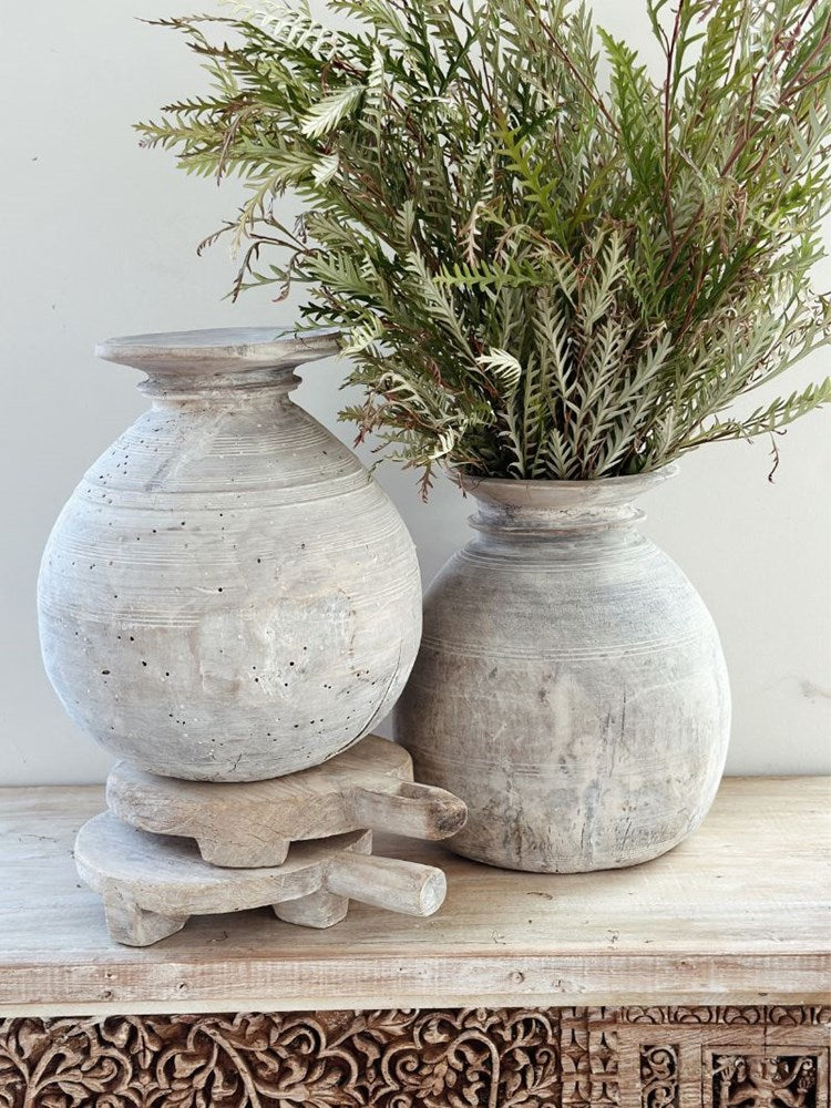 【Puebco】Vintage Wooden Pot VINTAGE WOODEN POT W/GLASS CYLINDER – PUEBCO ONLINE STORE