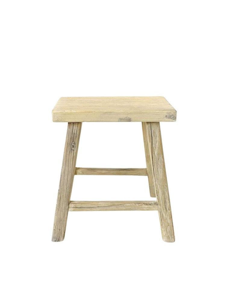Santosa | Elm Wood Workers Stool - Barefoot Gypsy Homewares