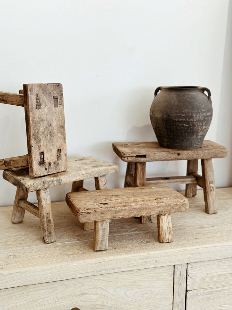 Kasana | Elm Baby Wood Workers Stool - Barefoot Gypsy Homewares
