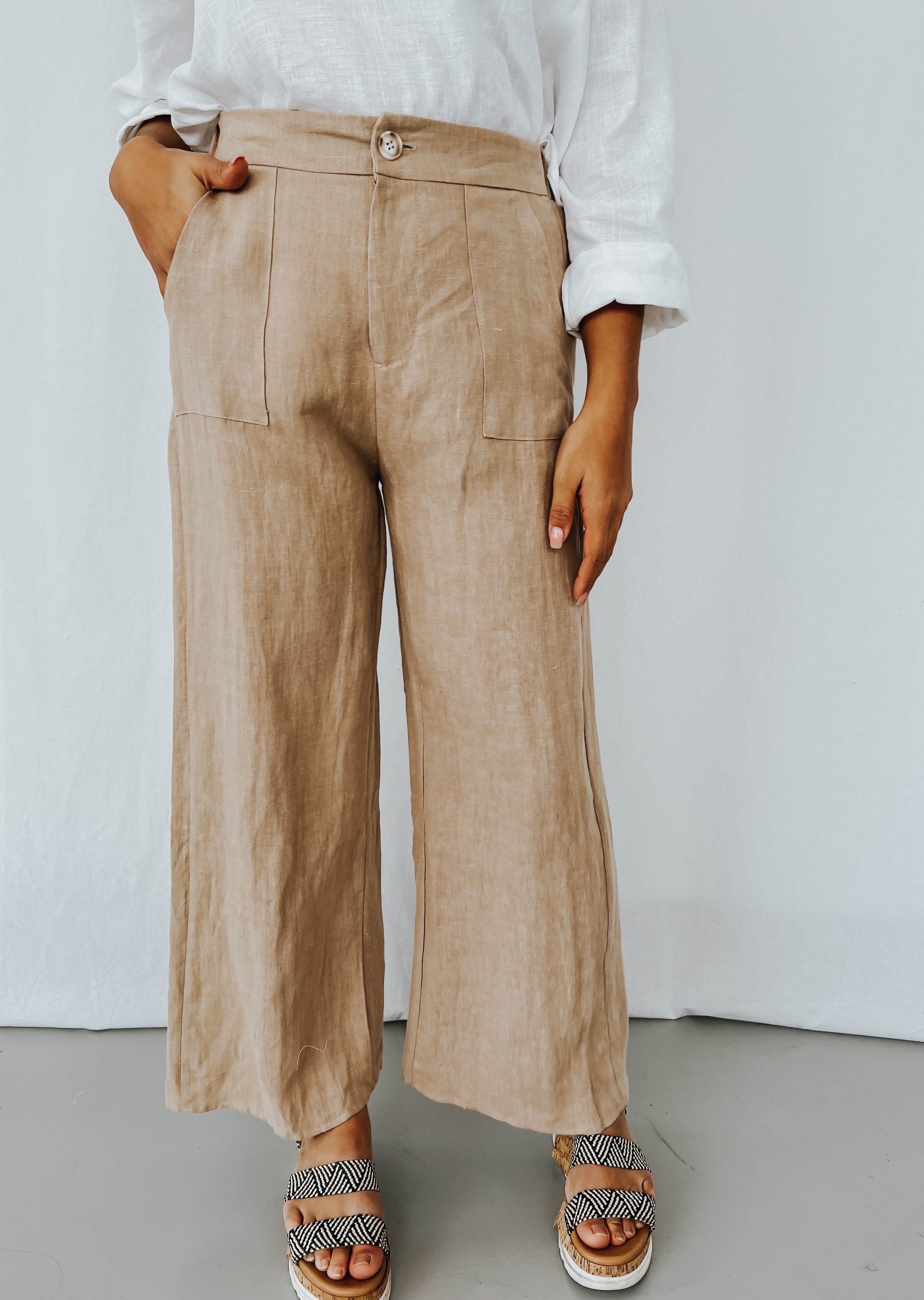 Jude Linen Pants - Camel - Product Image