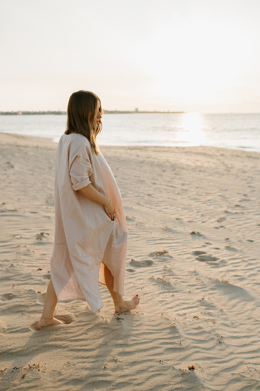 Joselin Linen Dress in Dust Storm - Product Image