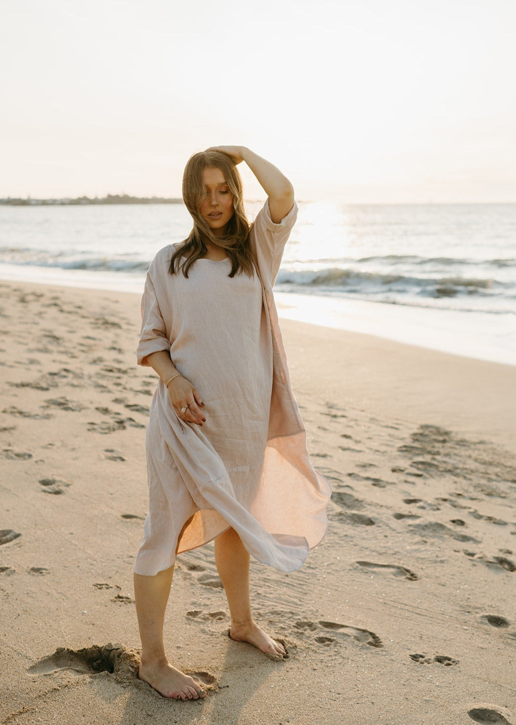 Joselin Linen Dress in Dust Storm - Product Image