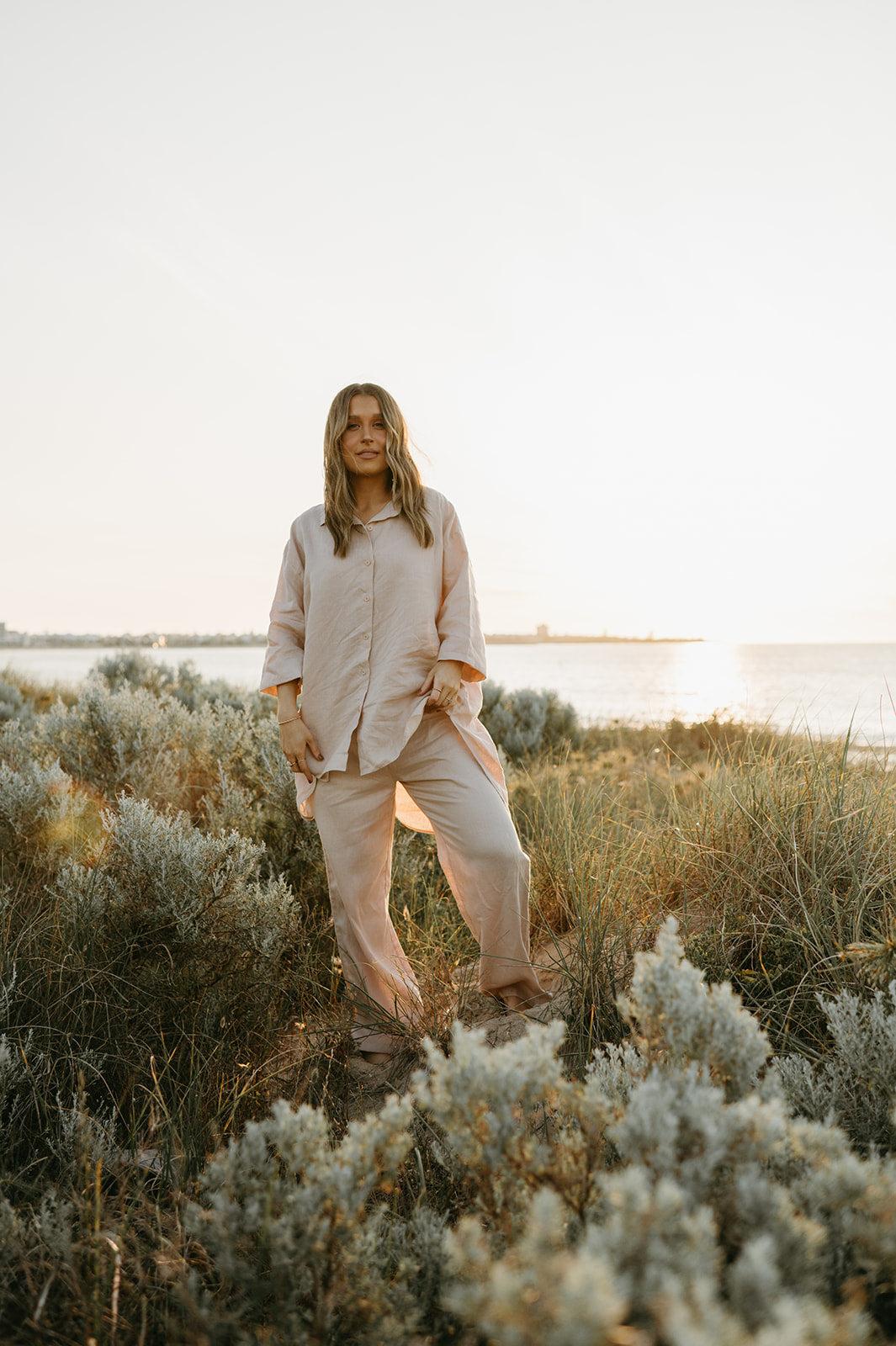Athena Linen Pants in Dust Storm - Product Image