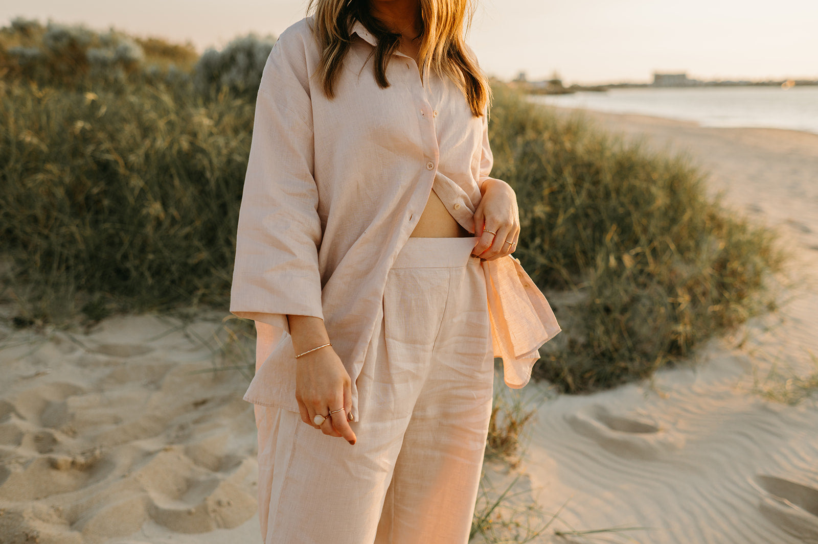Athena Linen Pants in Dust Storm - Product Image