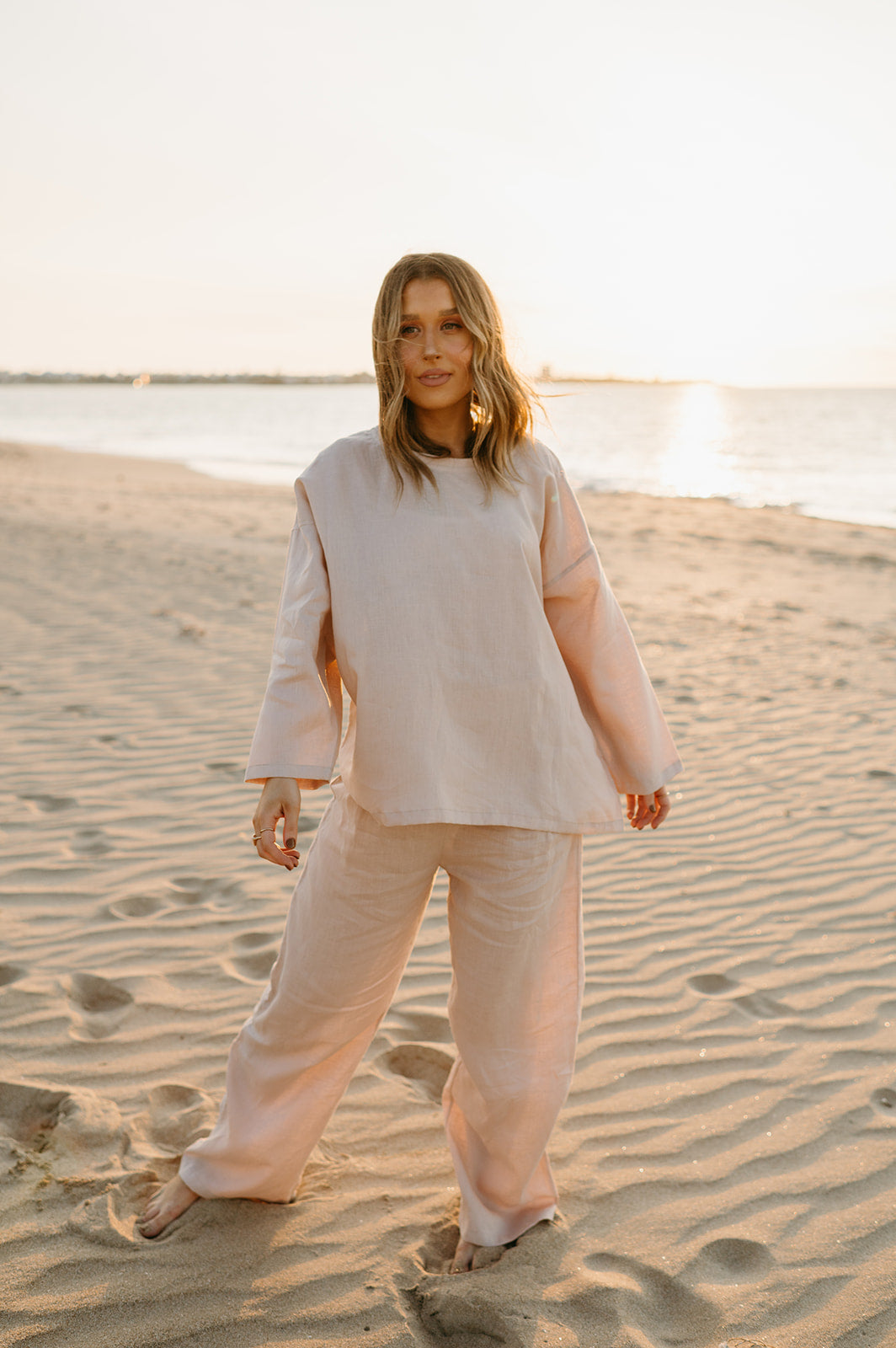 Allegra Linen Top in Dust Storm - Product Image