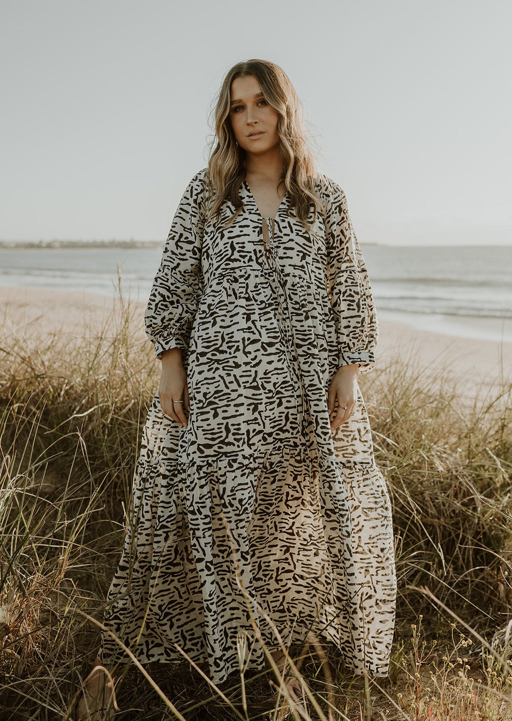 Sundar Block Printed Cotton Maxi Dress - Product Image