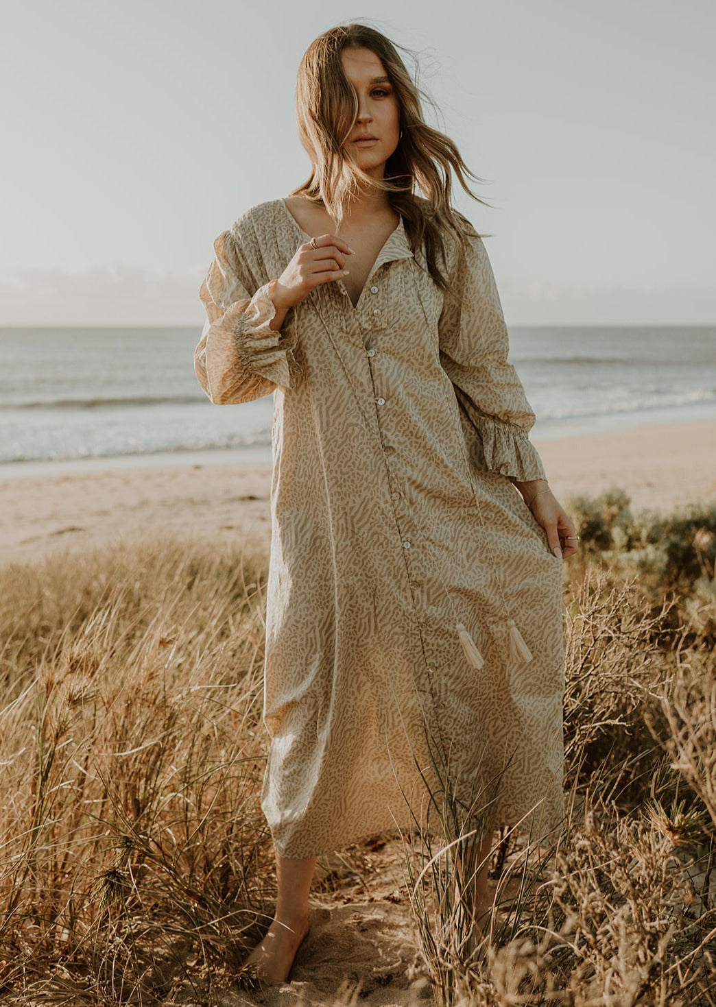 Moksha Block Printed Cotton Maxi Dress - Product Image