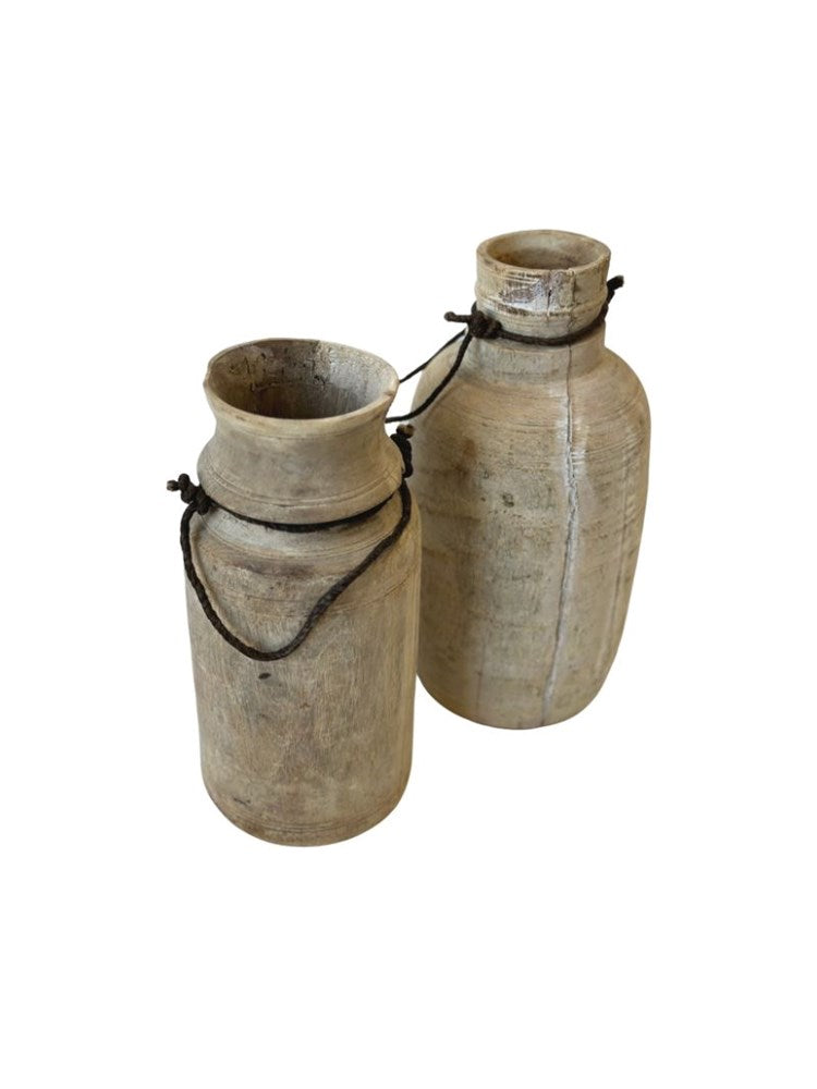 Vintage Indian Wooden Pot - 05 - Barefoot Gypsy Homewares