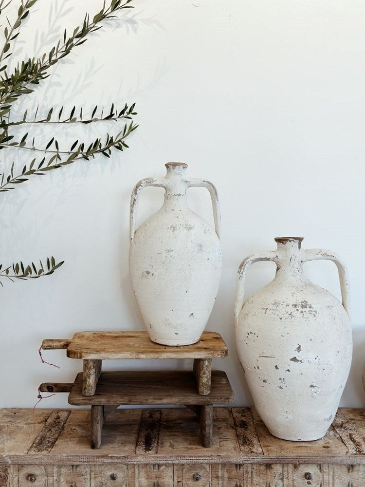 Turkish Amphora Urn | White - Barefoot Gypsy Homewares