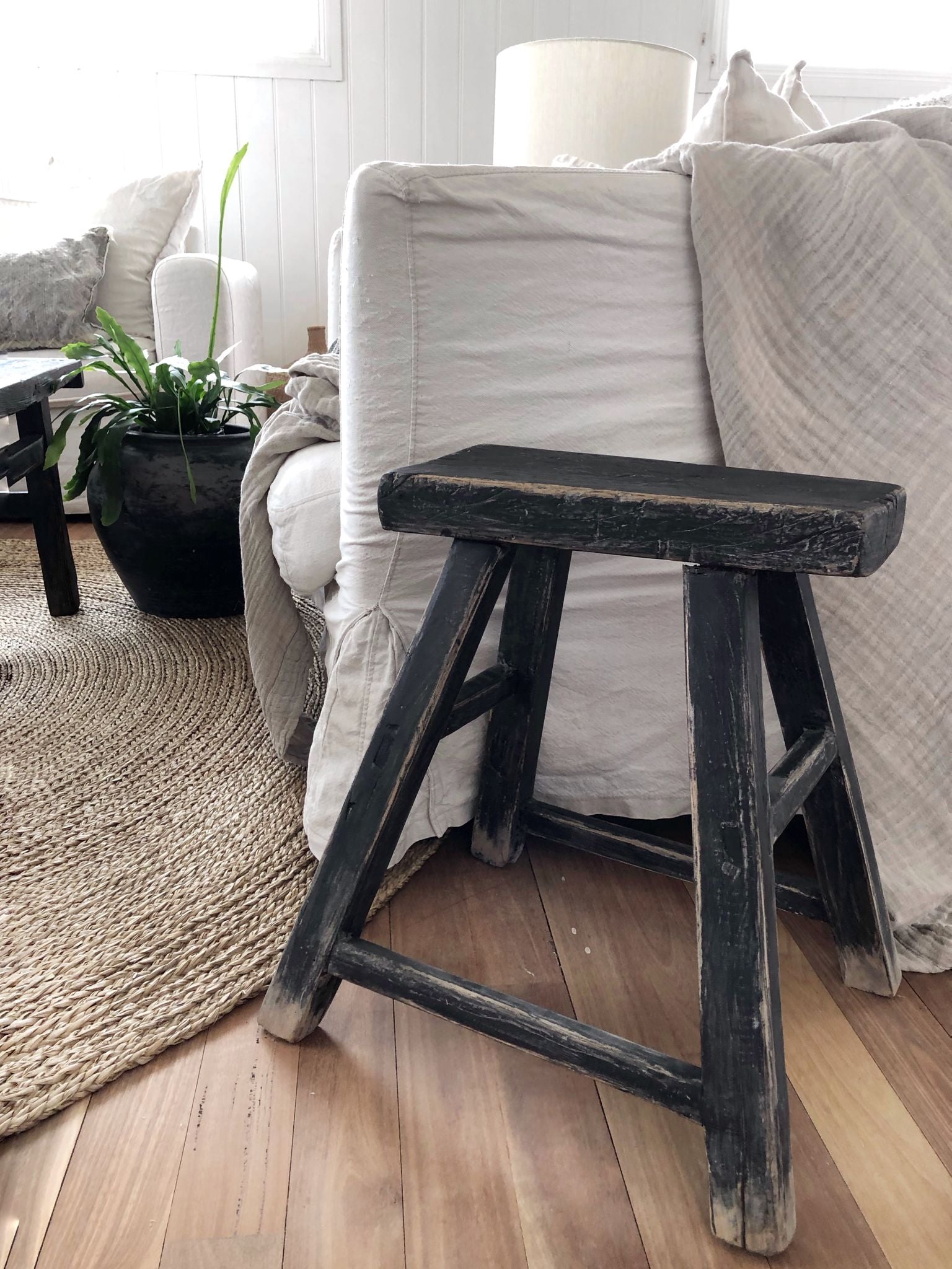 Elm Workers Stool - Dark - Barefoot Gypsy Homewares