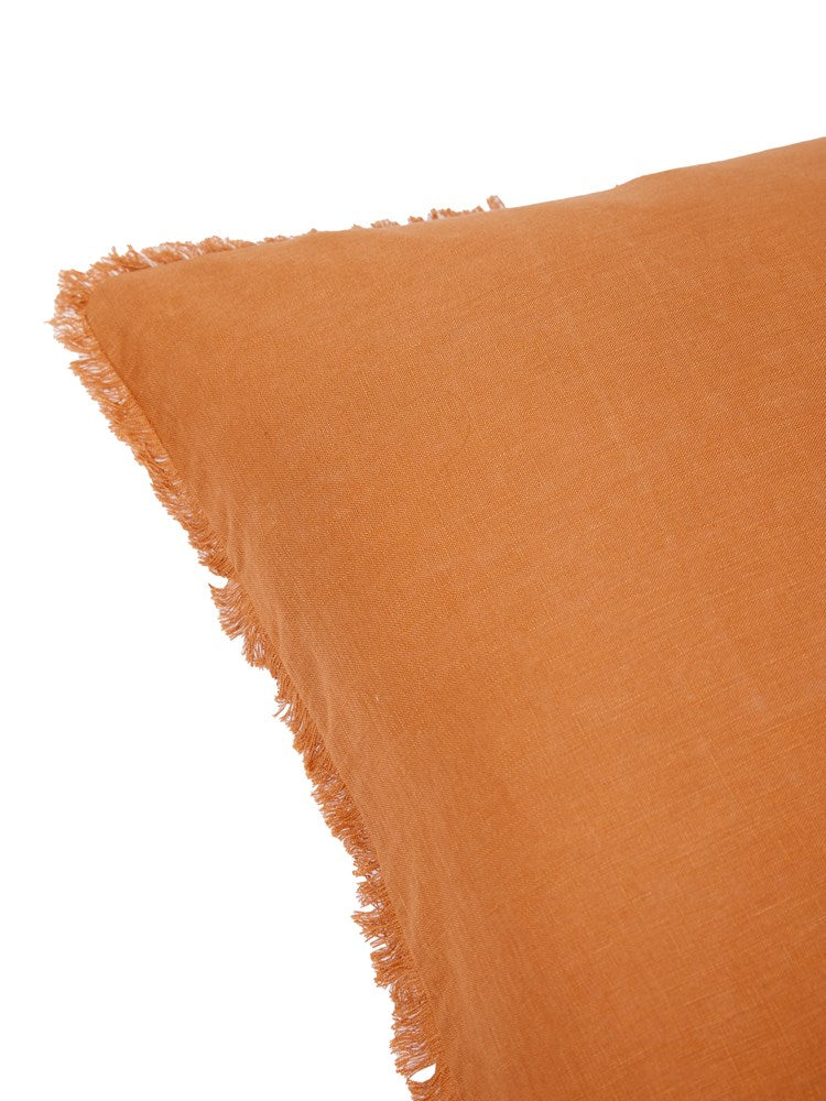 Sama | Lumbar Fringe Cushion - Rust - Barefoot Gypsy Homewares